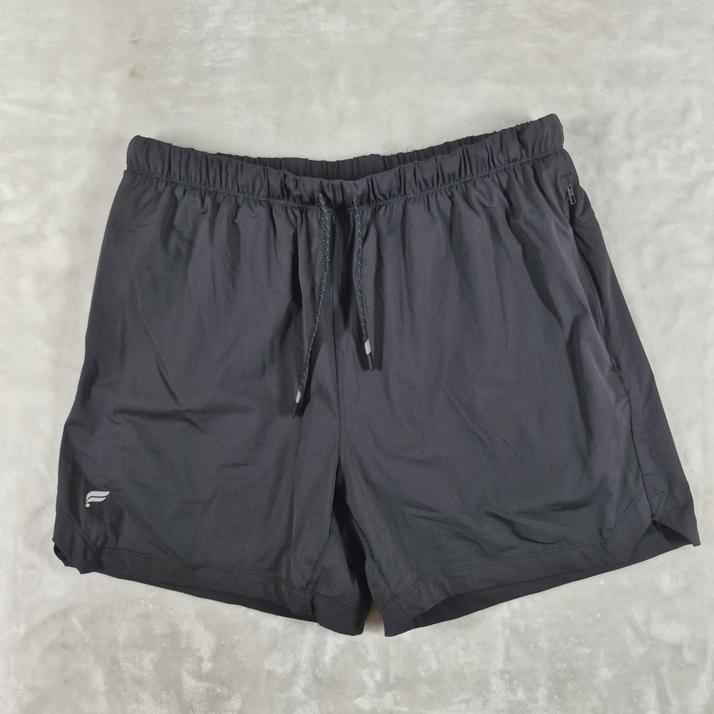 Fabletics The One Shorts Men's Large Black 5" Inseam Lined Zip Pockets Gym Run